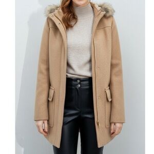 J. Crew Factory Camel Hooded Trench Coat